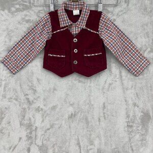 Vintage Western Corduroy Long Sleeve Button Front Shirt Faux Vest